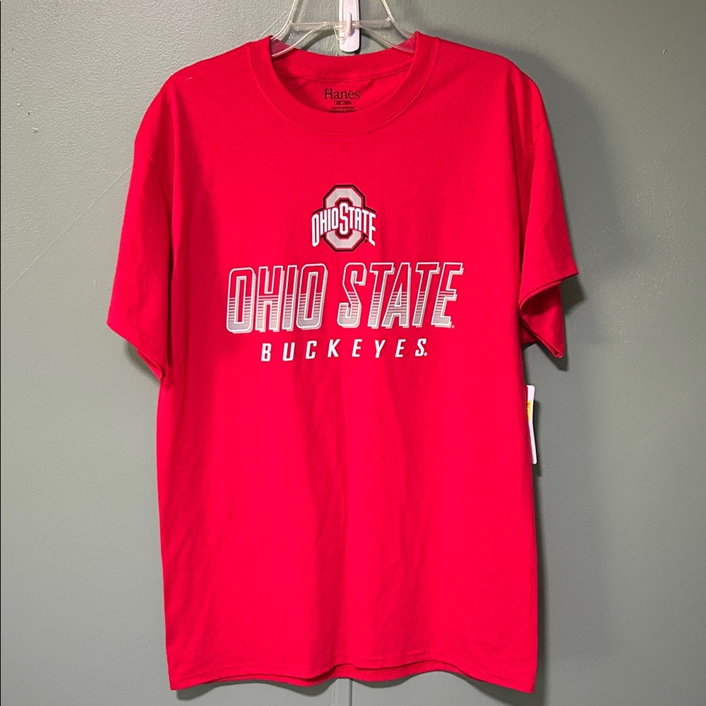 NWT Ohio State Buckeyes Red 100% Cotton Hanes T-Shirt Size Large